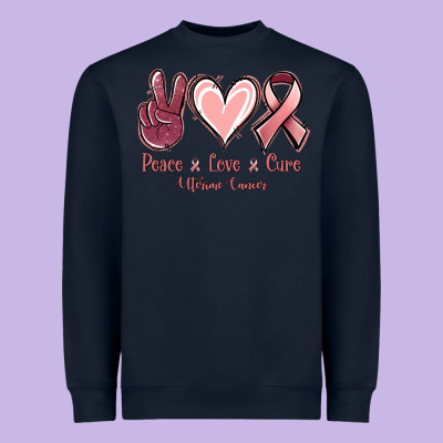 Peace Love Cure Uterine Cancer Heavyweight Sweatshirt Designed By Nancycooperartshop