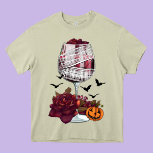 Halloween Roses Wine Heavy Core Tee Designed By Fadigitalartstudio