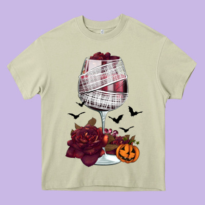 Halloween Roses Wine Heavy Core Tee Designed By Fadigitalartstudio