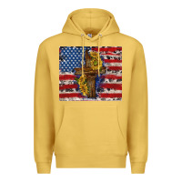 Antique Gold jesus christ with american flag Premium Hoodie - TumblerDesignByShophia