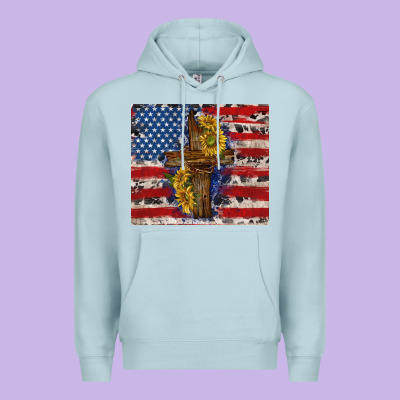 Jesus Christ With American Flag Premium Hoodie Designed By Tumblerdesignbyshophia