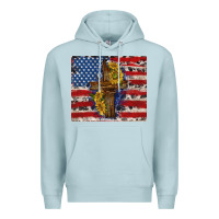 Blue Mist jesus christ with american flag Premium Hoodie - TumblerDesignByShophia