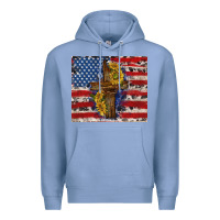 Colony Blue jesus christ with american flag Premium Hoodie - TumblerDesignByShophia