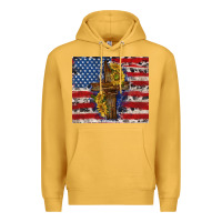 Mustard jesus christ with american flag Premium Hoodie - TumblerDesignByShophia