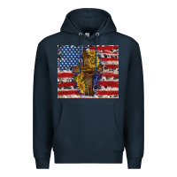 Navy jesus christ with american flag Premium Hoodie - TumblerDesignByShophia