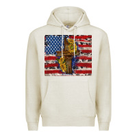 Oatmeal Heather jesus christ with american flag Premium Hoodie - TumblerDesignByShophia