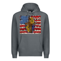 Rock jesus christ with american flag Premium Hoodie - TumblerDesignByShophia