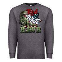 Charcoal Heather Red white rawr 4th of july Premium Sweatshirt - HowdyJamesFarm