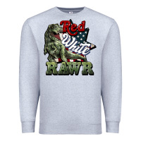Heather Grey Red white rawr 4th of july Premium Sweatshirt - HowdyJamesFarm