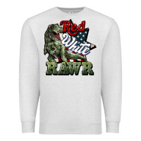 Oatmeal Heather Red white rawr 4th of july Premium Sweatshirt - HowdyJamesFarm
