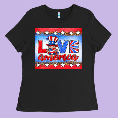 Love America Gnome Ladies Tee Designed By Hra Design Shop
