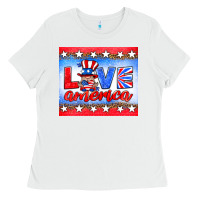 White love america gnome Ladies Tee - HRA Design Shop