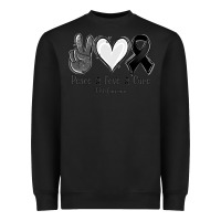 Black Peace love cure Melanoma Cancer Heavyweight Sweatshirt - NancyCooperArtShop
