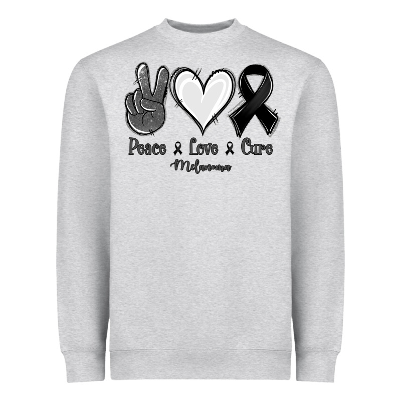 Peace Love Cure Melanoma Cancer Heavyweight Sweatshirt by NancyCooperArtShop | Teevron
