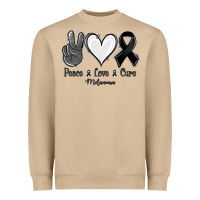 Mushroom Peace love cure Melanoma Cancer Heavyweight Sweatshirt - NancyCooperArtShop