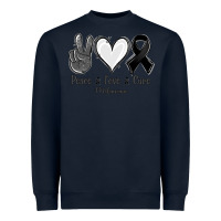 Navy Peace love cure Melanoma Cancer Heavyweight Sweatshirt - NancyCooperArtShop