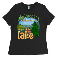 Black what happens at the lake stays at the lake Ladies Tee - HRA Design Shop