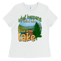 White what happens at the lake stays at the lake Ladies Tee - HRA Design Shop