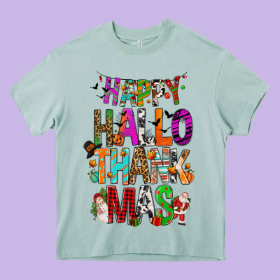 Happy Hallothankmas Heavy Core Tee Designed By Fadigitalartstudio