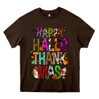 Chocolate Brown happy hallothankmas Heavy Core Tee - FaDigitalArtStudio