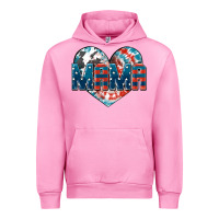 Fuchsia Pink American Mama heart Urban Hoodie - FaDigitalArtStudio