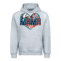 Heather Grey American Mama heart Urban Hoodie - FaDigitalArtStudio