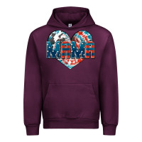 Mauve Wine American Mama heart Urban Hoodie - FaDigitalArtStudio