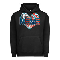 Pigment Black American Mama heart Urban Hoodie - FaDigitalArtStudio