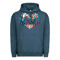 Pigment Midnight Navy American Mama heart Urban Hoodie - FaDigitalArtStudio