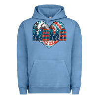 Pigment Pebble Blue American Mama heart Urban Hoodie - FaDigitalArtStudio