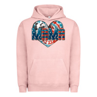 Pigment Salmon American Mama heart Urban Hoodie - FaDigitalArtStudio