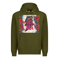 Army Green girl mama thunder with flowers Premium Hoodie - TumblerDesignByShophia