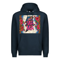 Navy girl mama thunder with flowers Premium Hoodie - TumblerDesignByShophia