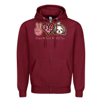 Burgundy Peace Love Shih Tzu Zipper Hoodie - Bettercallsaul