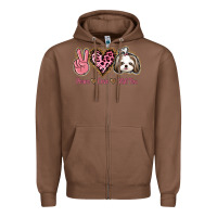 Chestnut Peace Love Shih Tzu Zipper Hoodie - Bettercallsaul