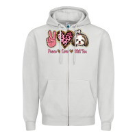 Dove Grey Peace Love Shih Tzu Zipper Hoodie - Bettercallsaul