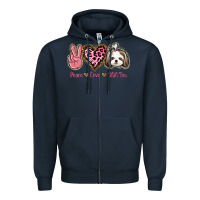 Navy Peace Love Shih Tzu Zipper Hoodie - Bettercallsaul