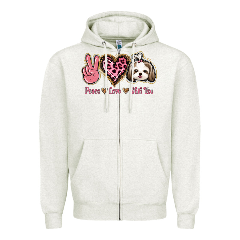 Peace Love Shih Tzu Zipper Hoodie by Bettercallsaul | Teevron