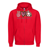 Red Peace Love Shih Tzu Zipper Hoodie - Bettercallsaul