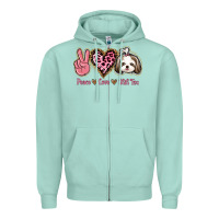 Seafoam Peace Love Shih Tzu Zipper Hoodie - Bettercallsaul