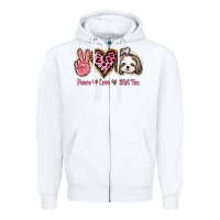 White Peace Love Shih Tzu Zipper Hoodie - Bettercallsaul
