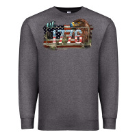 Charcoal Heather Eat. 1776 eagle 4th of july Premium Sweatshirt - HowdyJamesFarm