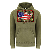 Vintage Olive distressed american flag Vintage Hoodie - BarkalooDesign
