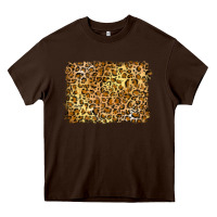 Chocolate Brown handdrawn leopard pattern yellow Heavy Core Tee - BarkalooDesign