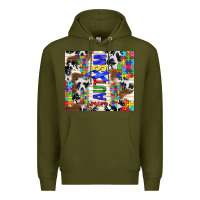 Army Green autism mom puzzle ribbon Premium Hoodie - TumblerDesignByShophia