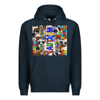 Navy autism mom puzzle ribbon Premium Hoodie - TumblerDesignByShophia