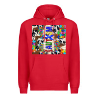Red autism mom puzzle ribbon Premium Hoodie - TumblerDesignByShophia