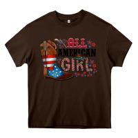 Chocolate Brown all american girl Heavy Core Tee - RacoonDesign