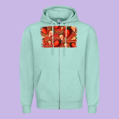 Strawberry Background Zipper Hoodie Designed By Bettercallsaul
