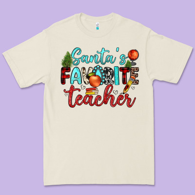 Santa S Favorite Teacher Premium Tee Designed By Jahusdesignshop